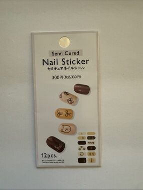 Semi Cured Nail Stickers - Brown & Beige Floral Set